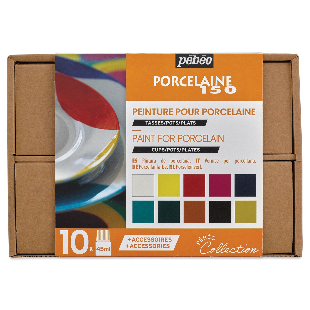 Pebeo Porcelaine 150 Paints - Initiation Set, Set of 10, 45 ml bottle